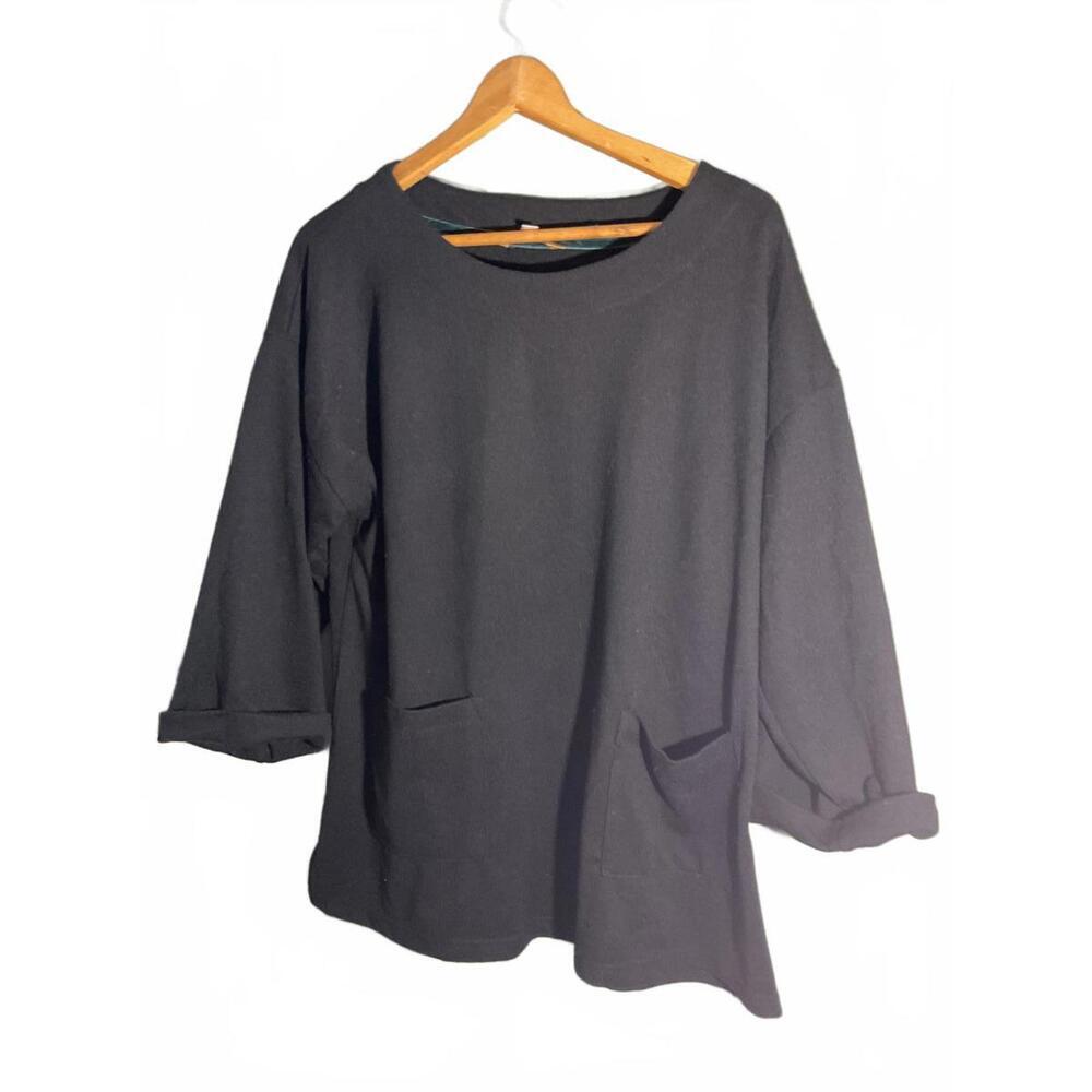 Windhorse Women's  Lagenlook Long Sleeve Black Top L/XL